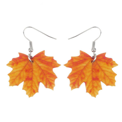 Autumn Maple Leaf Dangle Earrings for Women by HitMyNeed