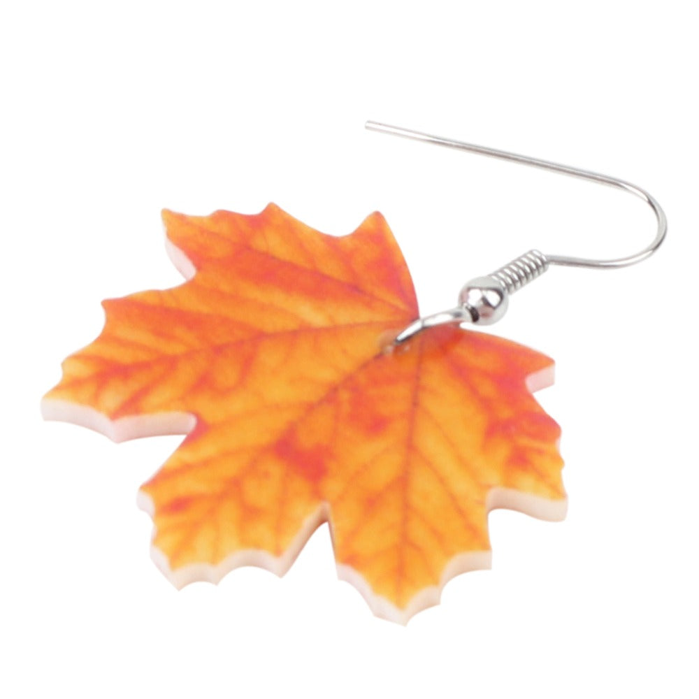 Autumn Maple Leaf Dangle Earrings for Women by HitMyNeed