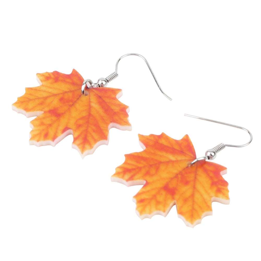 Autumn Maple Leaf Dangle Earrings for Women by HitMyNeed