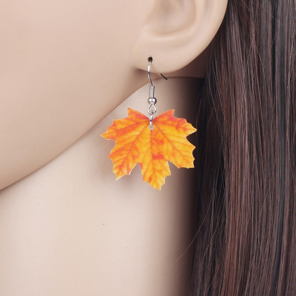 Autumn Maple Leaf Dangle Earrings for Women by HitMyNeed
