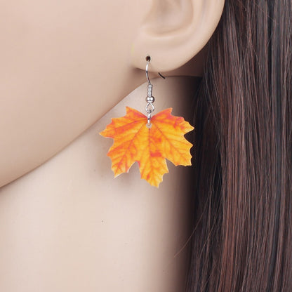 Autumn Maple Leaf Dangle Earrings for Women by HitMyNeed