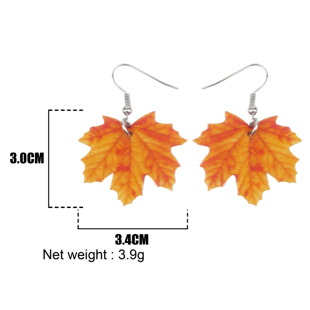 Autumn Maple Leaf Dangle Earrings for Women by HitMyNeed