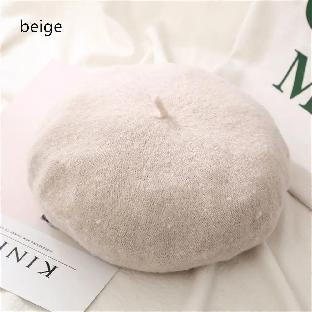 Autumn Winter Felt Beret for Women beige by HitMyNeed