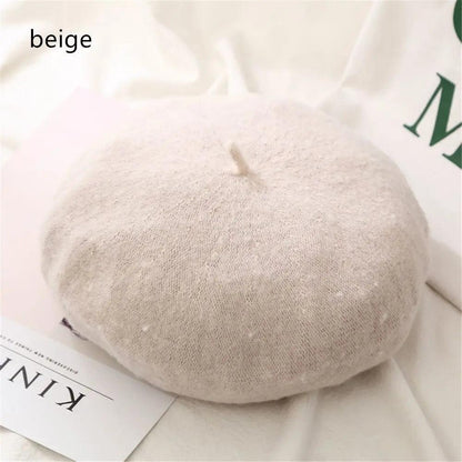 Autumn Winter Felt Beret for Women beige by HitMyNeed