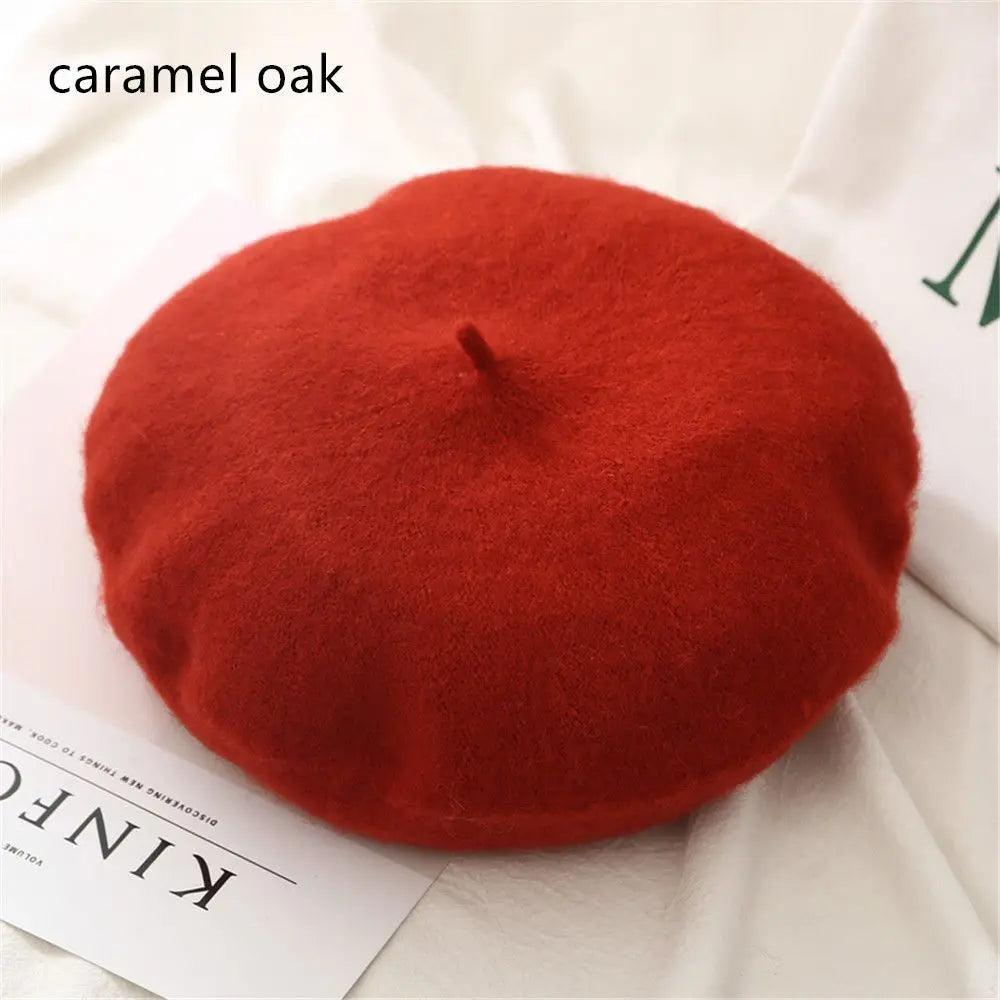 Autumn Winter Felt Beret for Women caramel-oak by HitMyNeed