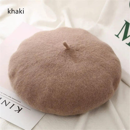 Autumn Winter Felt Beret for Women khaki by HitMyNeed
