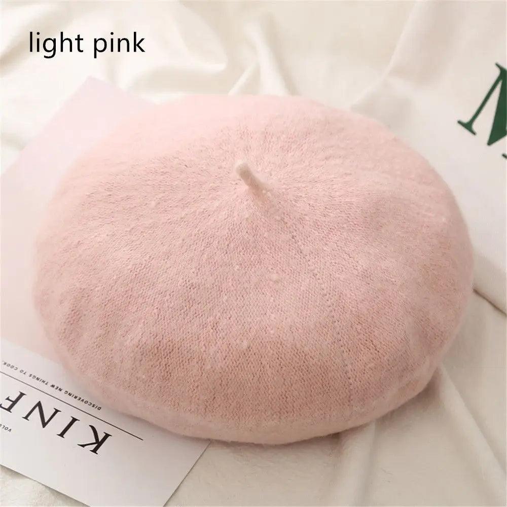 Autumn Winter Felt Beret for Women light-pink by HitMyNeed