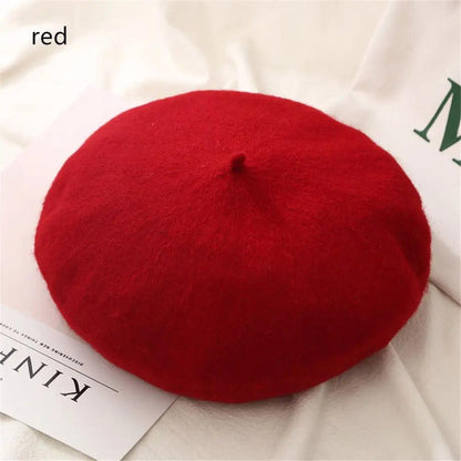 Autumn Winter Felt Beret for Women red by HitMyNeed