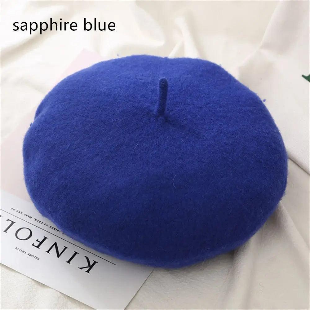 Autumn Winter Felt Beret for Women sapphire-blue by HitMyNeed