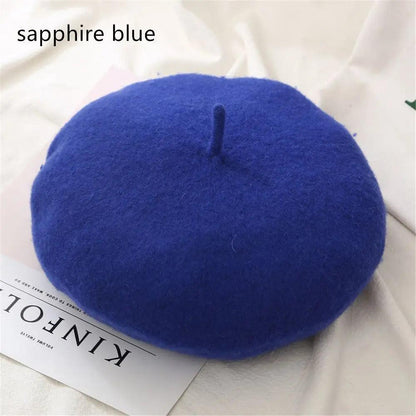 Autumn Winter Felt Beret for Women sapphire-blue by HitMyNeed