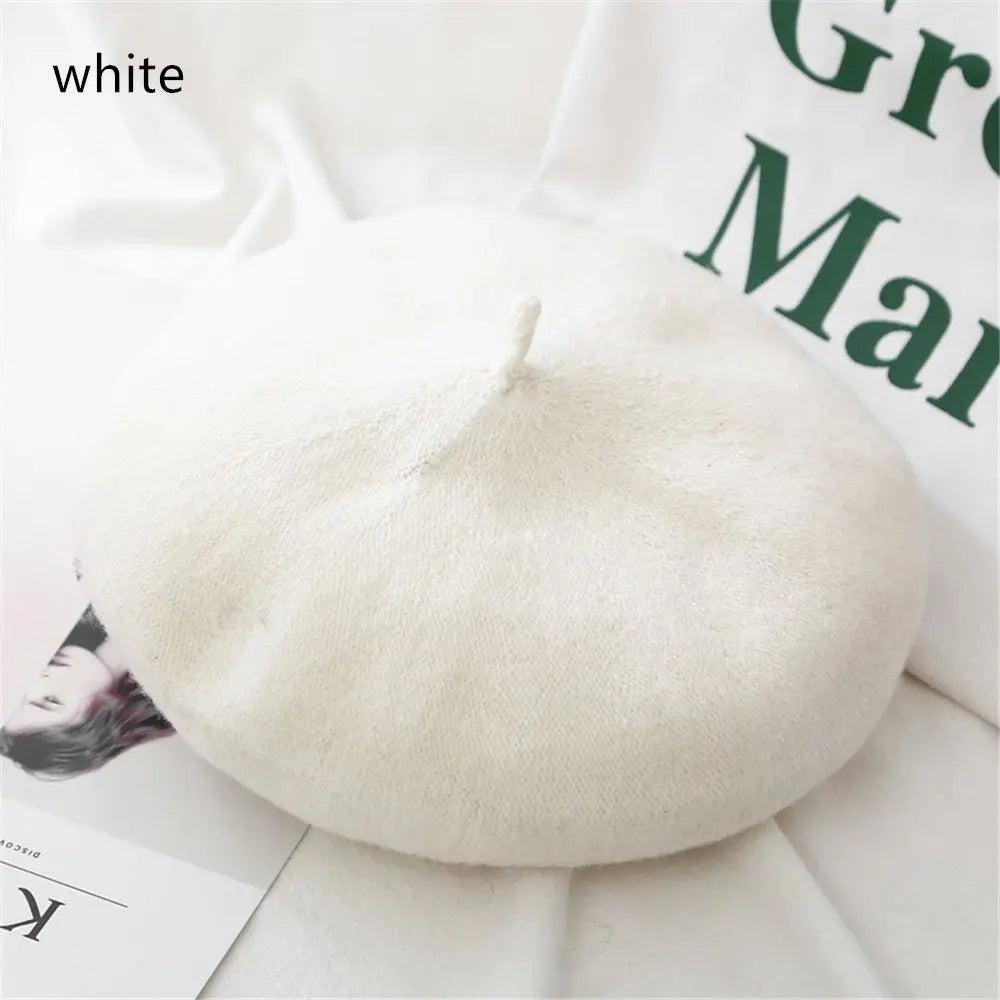 Autumn Winter Felt Beret for Women white by HitMyNeed