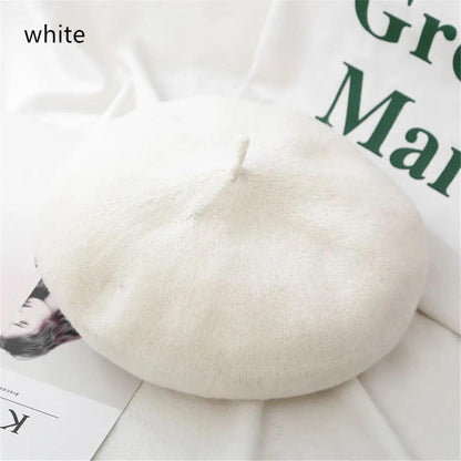 Autumn Winter Felt Beret for Women white by HitMyNeed