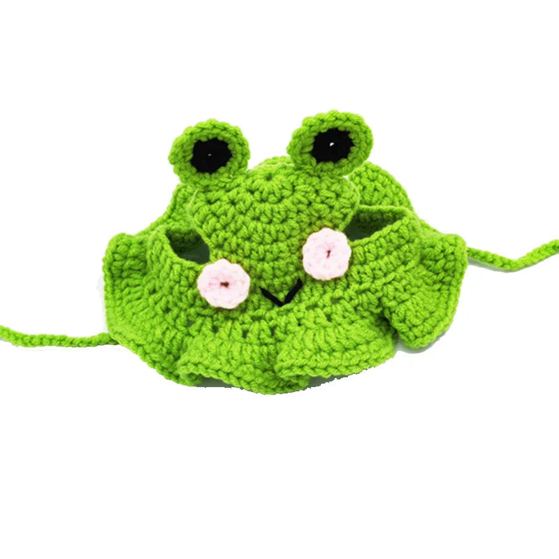 Autumn Winter Knitted Cat & Puppy Hat frog m by HitMyNeed