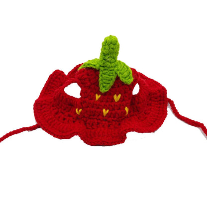 Autumn Winter Knitted Cat & Puppy Hat strawberry m by HitMyNeed