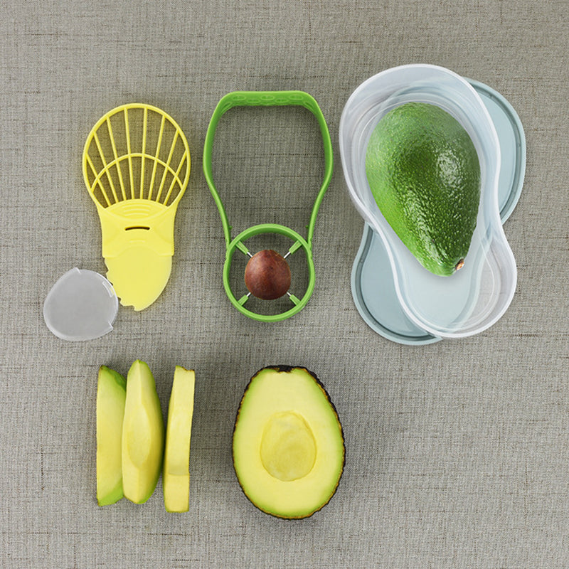 Avocado Cutter, Corer, Crusher & Storage 3‑Piece Set by HitMyNeed