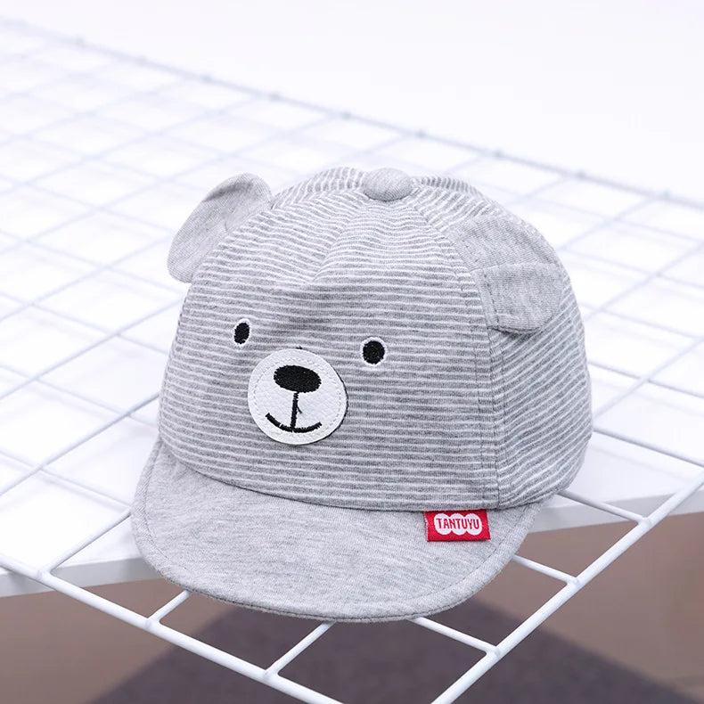 Baby Bear Cotton Baseball Cap for Babies 3-12 Months gray by HitMyNeed