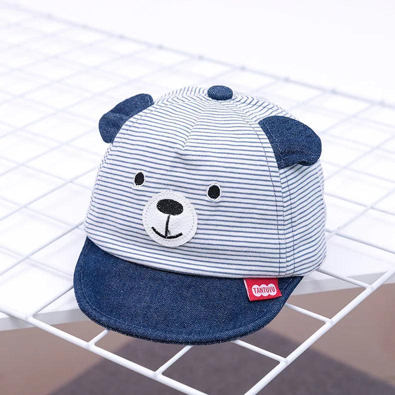 Baby Bear Cotton Baseball Cap for Babies 3-12 Months navy by HitMyNeed