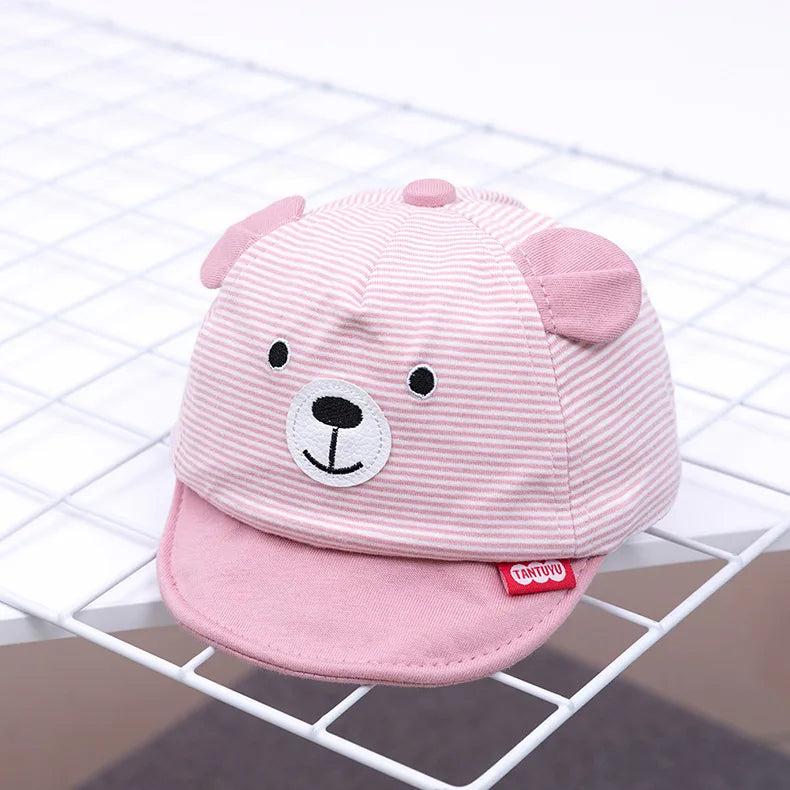 Baby Bear Cotton Baseball Cap for Babies 3-12 Months pink by HitMyNeed
