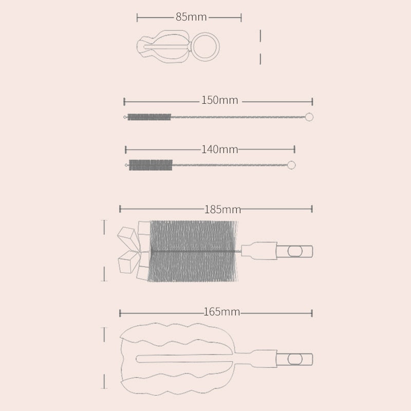 Baby Bottle Cleaner Brush Set with Straw & Nipple Tools by HitMyNeed