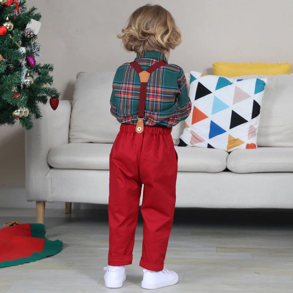 Baby Boy Christmas Gentleman Outfit with Suspenders by HitMyNeed