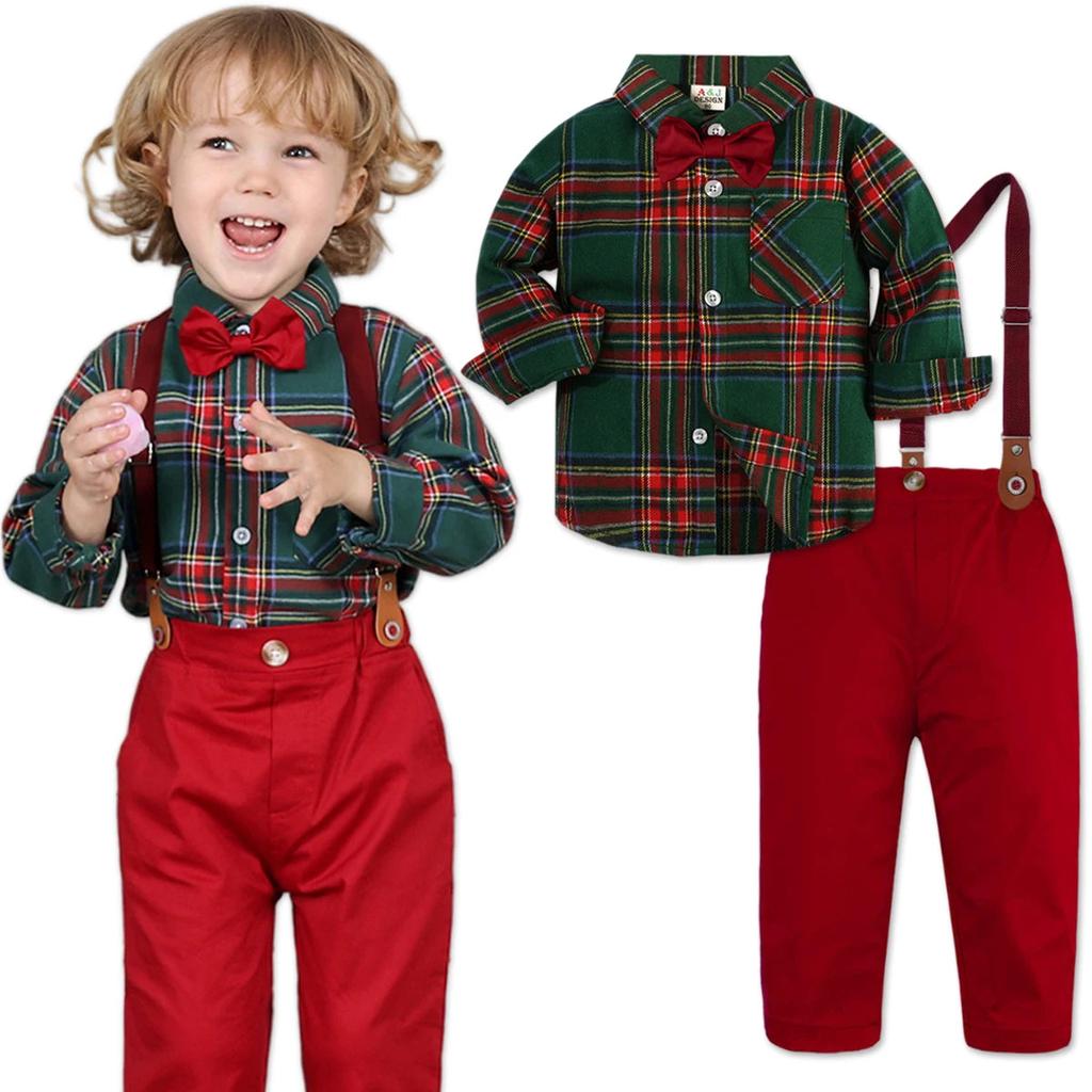 Baby Boy Christmas Gentleman Outfit with Suspenders 7085.0 6-7-years by HitMyNeed
