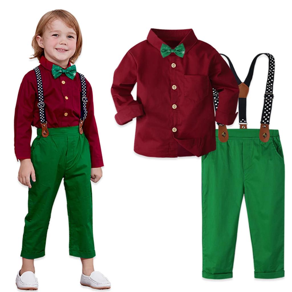 Baby Boy Christmas Gentleman Outfit with Suspenders 7107.0 6-7-years by HitMyNeed