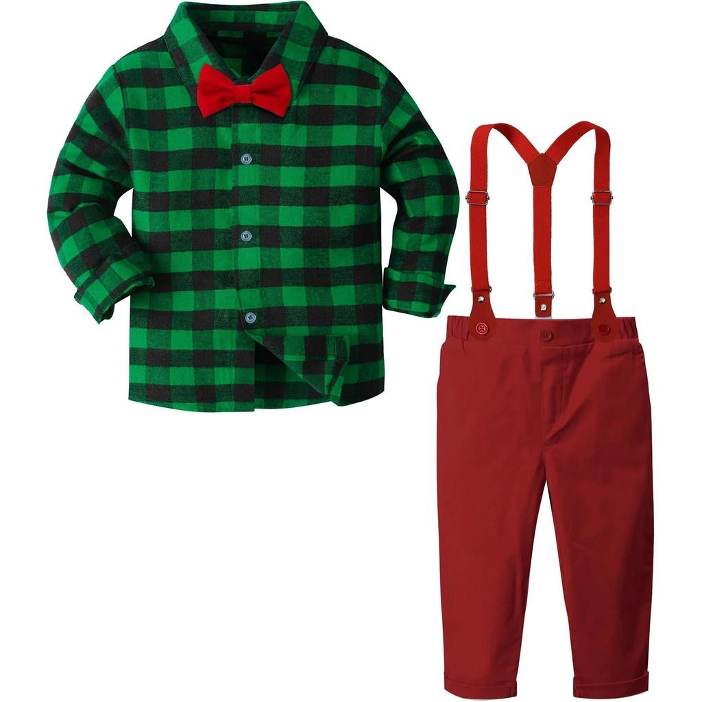 Baby Boy Christmas Gentleman Outfit with Suspenders 7214.0 7-8-years by HitMyNeed