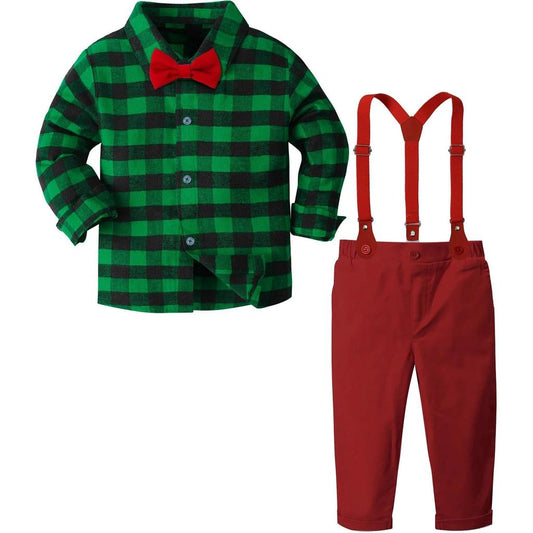 Baby Boy Christmas Gentleman Outfit with Suspenders 7214.0 7-8-years by HitMyNeed