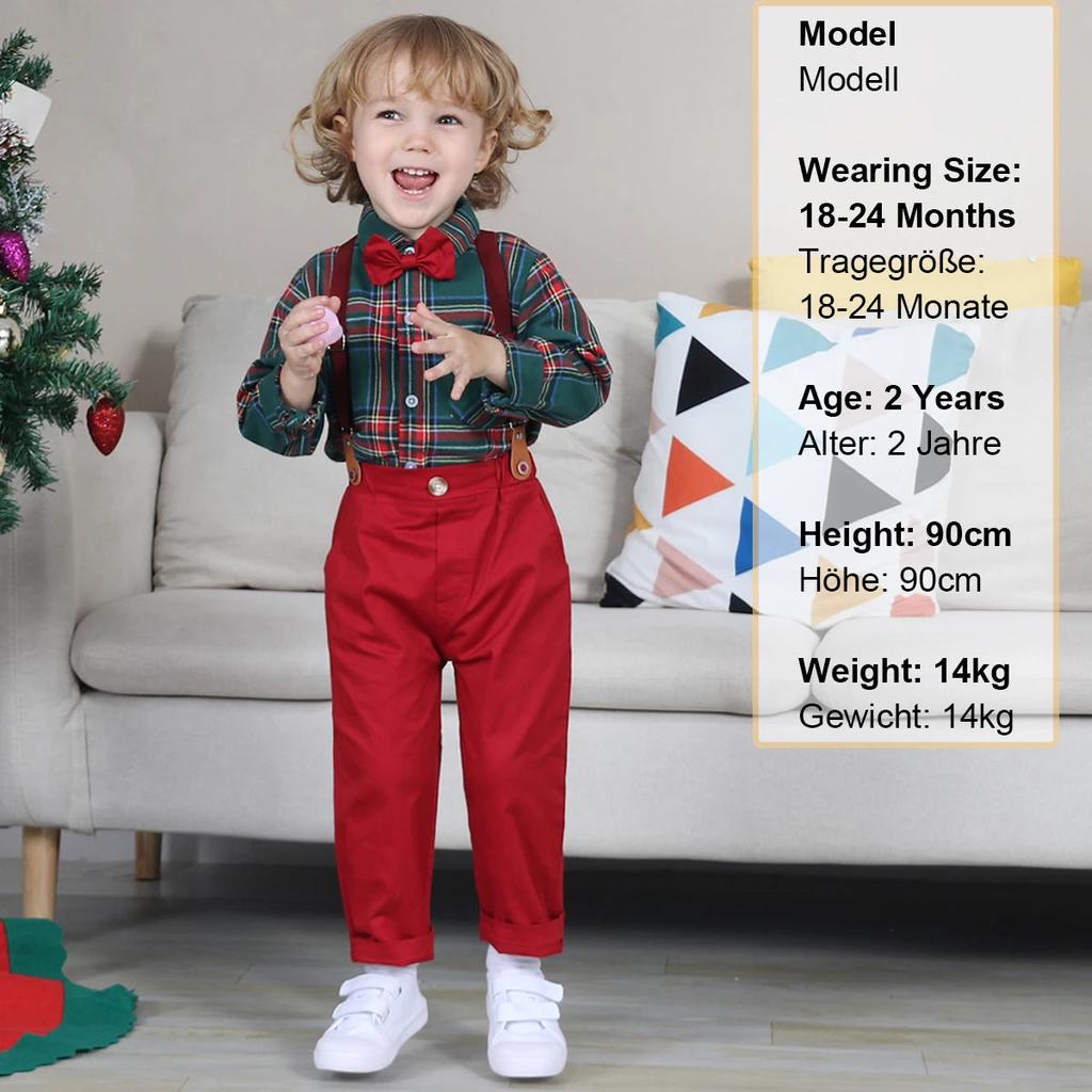 Baby Boy Christmas Gentleman Outfit with Suspenders by HitMyNeed