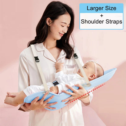 Baby Breastfeeding Pillow with Front Hug Support blue-strap by HitMyNeed