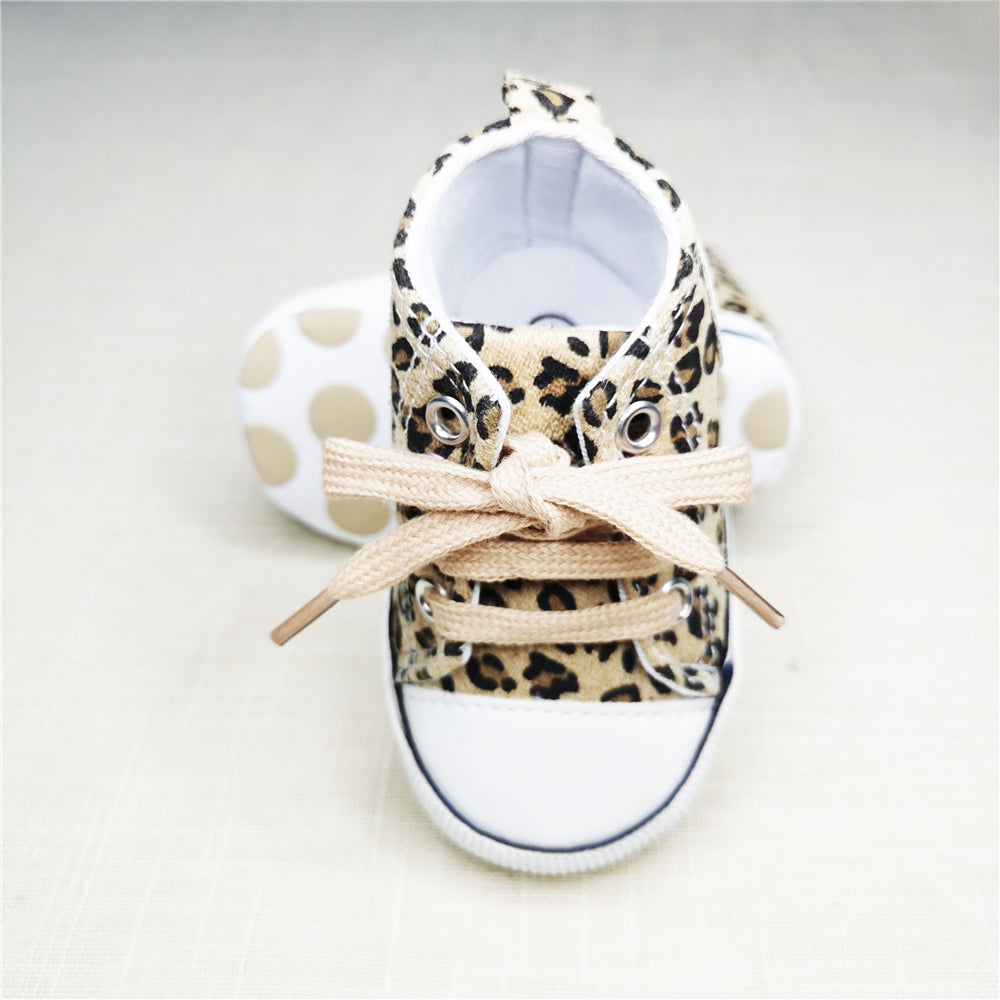 Baby Canvas Star Print First Walker Sneakers 616-leopard 7-12-months12cm by HitMyNeed
