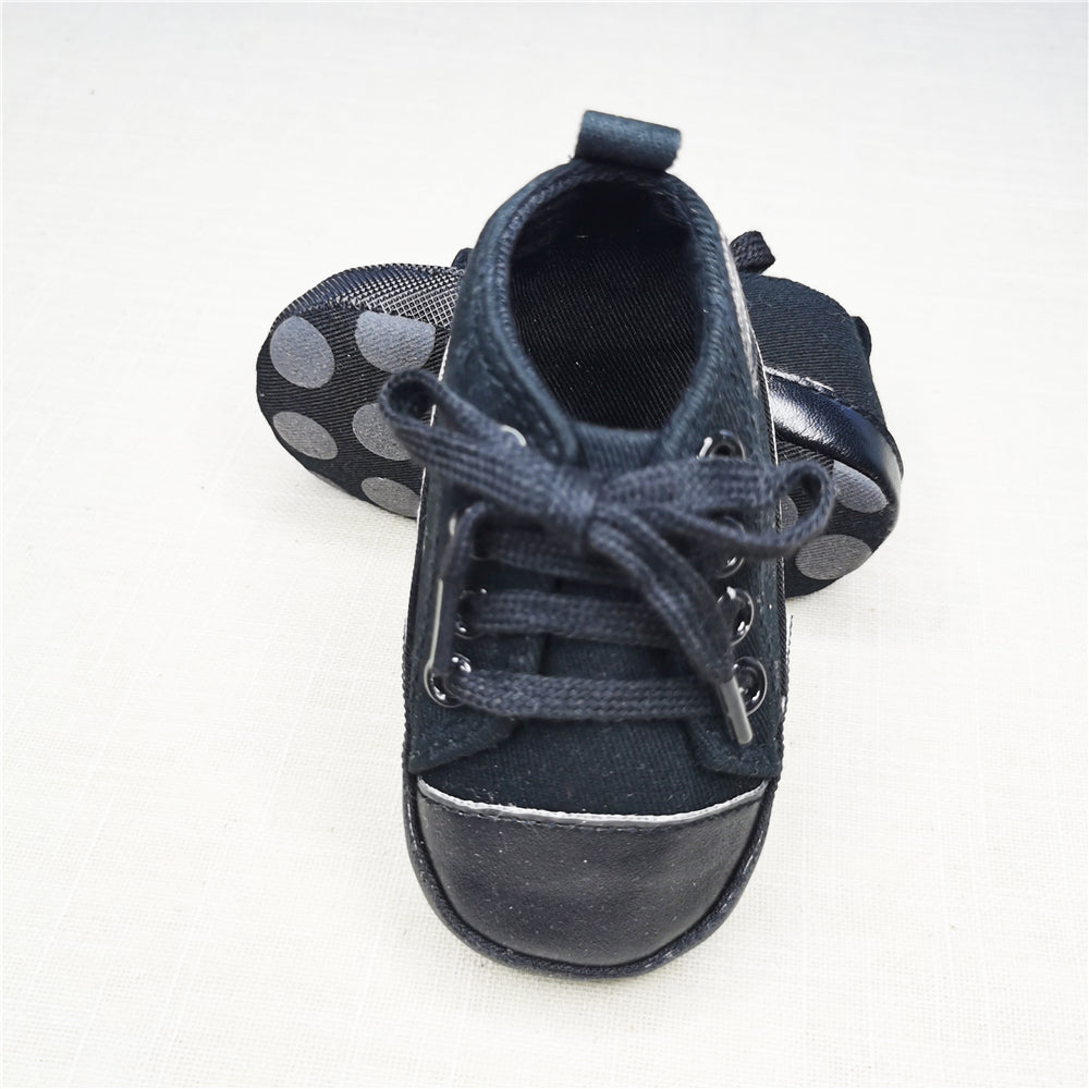 Baby Canvas Star Print First Walker Sneakers all-black-star 13-18months13cm by HitMyNeed