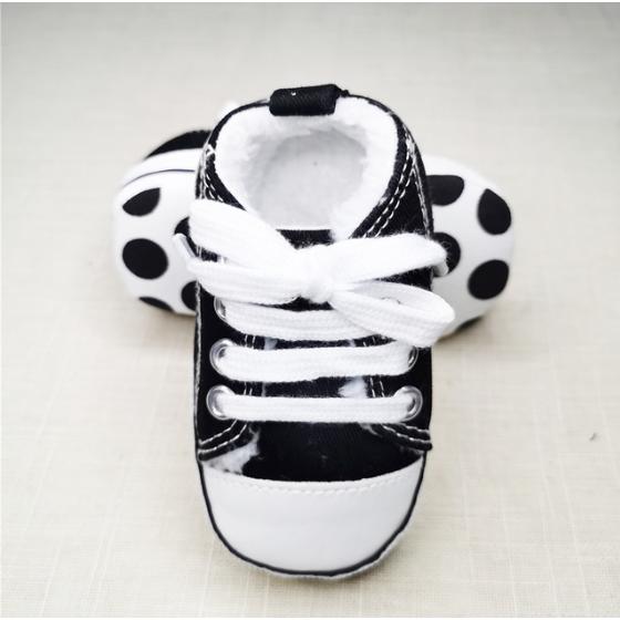 Baby Canvas Star Print First Walker Sneakers plus-black 0-6-months11cm by HitMyNeed