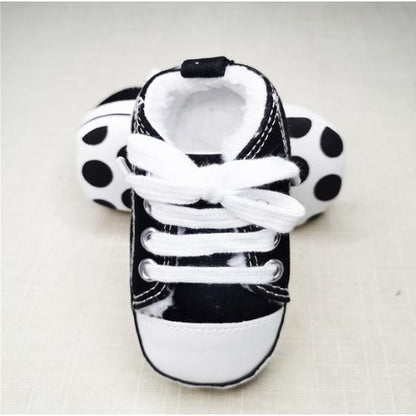 Baby Canvas Star Print First Walker Sneakers plus-black 0-6-months11cm by HitMyNeed