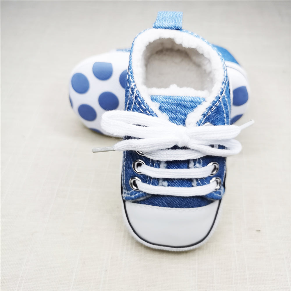 Baby Canvas Star Print First Walker Sneakers plus-denim 13-18months13cm by HitMyNeed