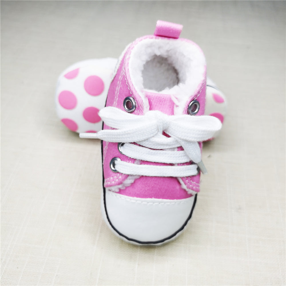 Baby Canvas Star Print First Walker Sneakers plus-pink 13-18months13cm by HitMyNeed