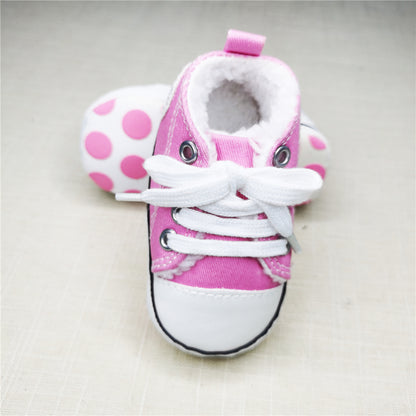 Baby Canvas Star Print First Walker Sneakers plus-pink 13-18months13cm by HitMyNeed