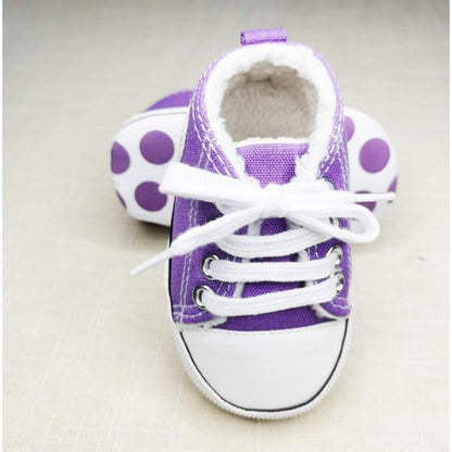 Baby Canvas Star Print First Walker Sneakers plus-purple 13-18months13cm by HitMyNeed