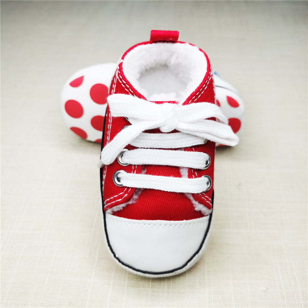 Baby Canvas Star Print First Walker Sneakers plus-red 0-6-months11cm by HitMyNeed