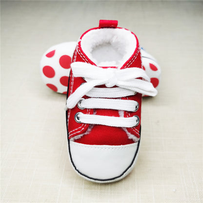 Baby Canvas Star Print First Walker Sneakers plus-red 0-6-months11cm by HitMyNeed