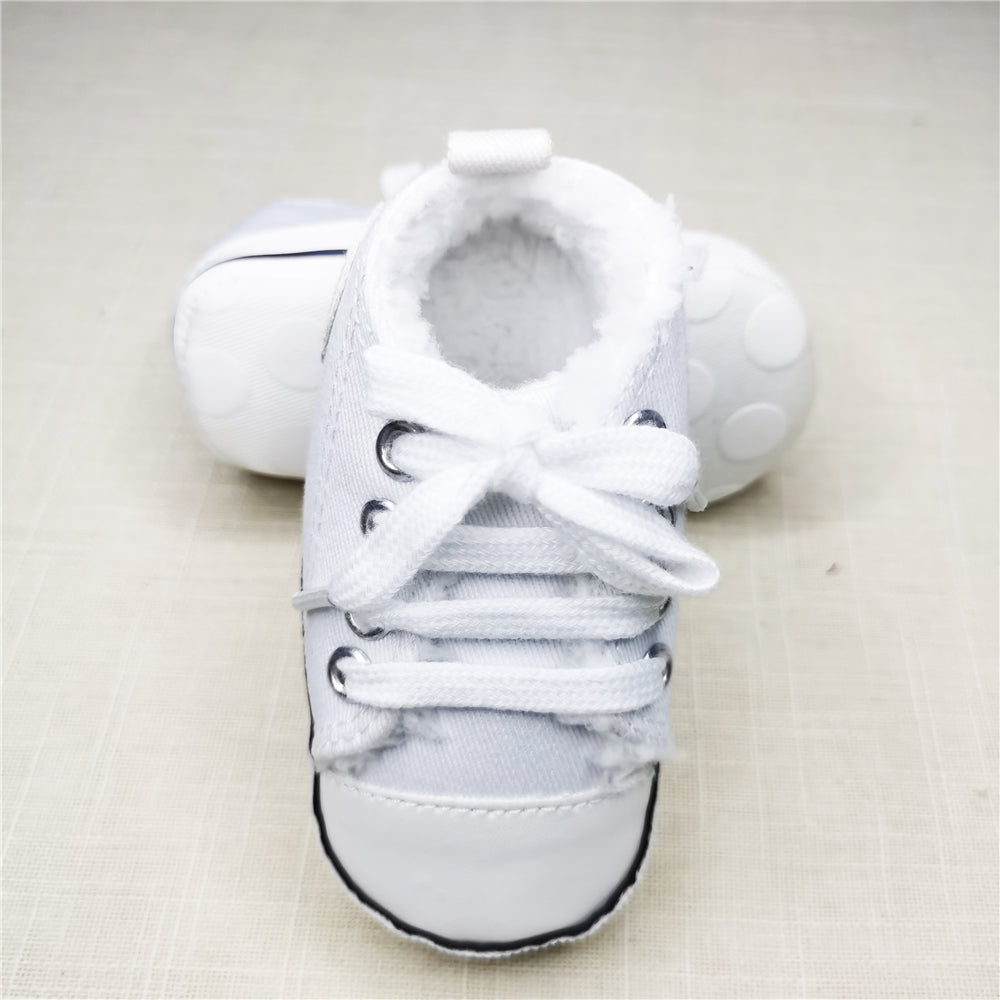 Baby Canvas Star Print First Walker Sneakers plus-white 13-18months13cm by HitMyNeed