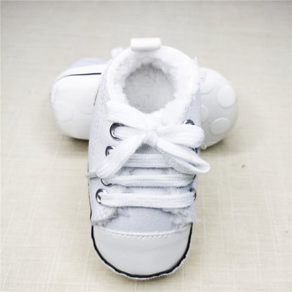 Baby Canvas Star Print First Walker Sneakers plus-white 13-18months13cm by HitMyNeed