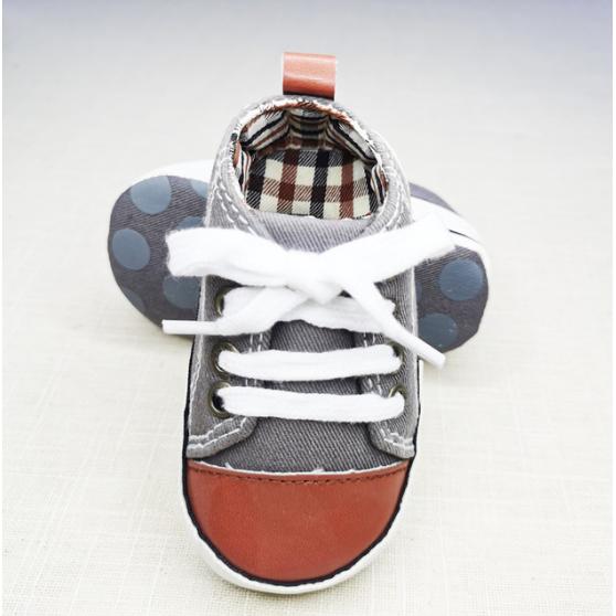 Baby Canvas Star Print First Walker Sneakers pu-brown-star 13-18months13cm by HitMyNeed