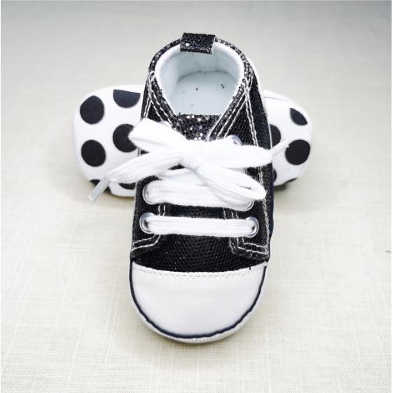 Baby Canvas Star Print First Walker Sneakers shining-black 7-12-months12cm by HitMyNeed