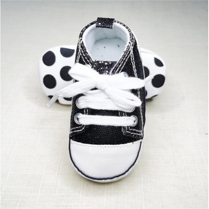 Baby Canvas Star Print First Walker Sneakers shining-black 7-12-months12cm by HitMyNeed