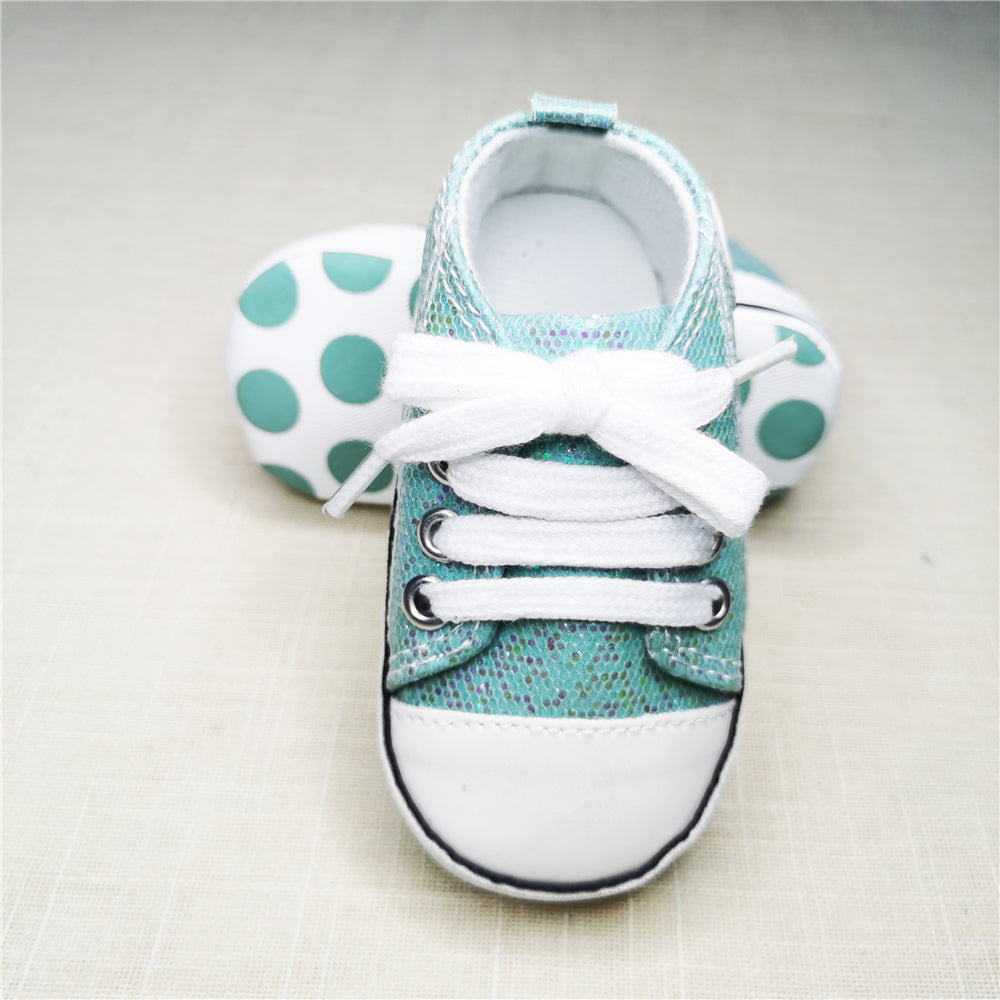 Baby Canvas Star Print First Walker Sneakers shining-green 7-12-months12cm by HitMyNeed