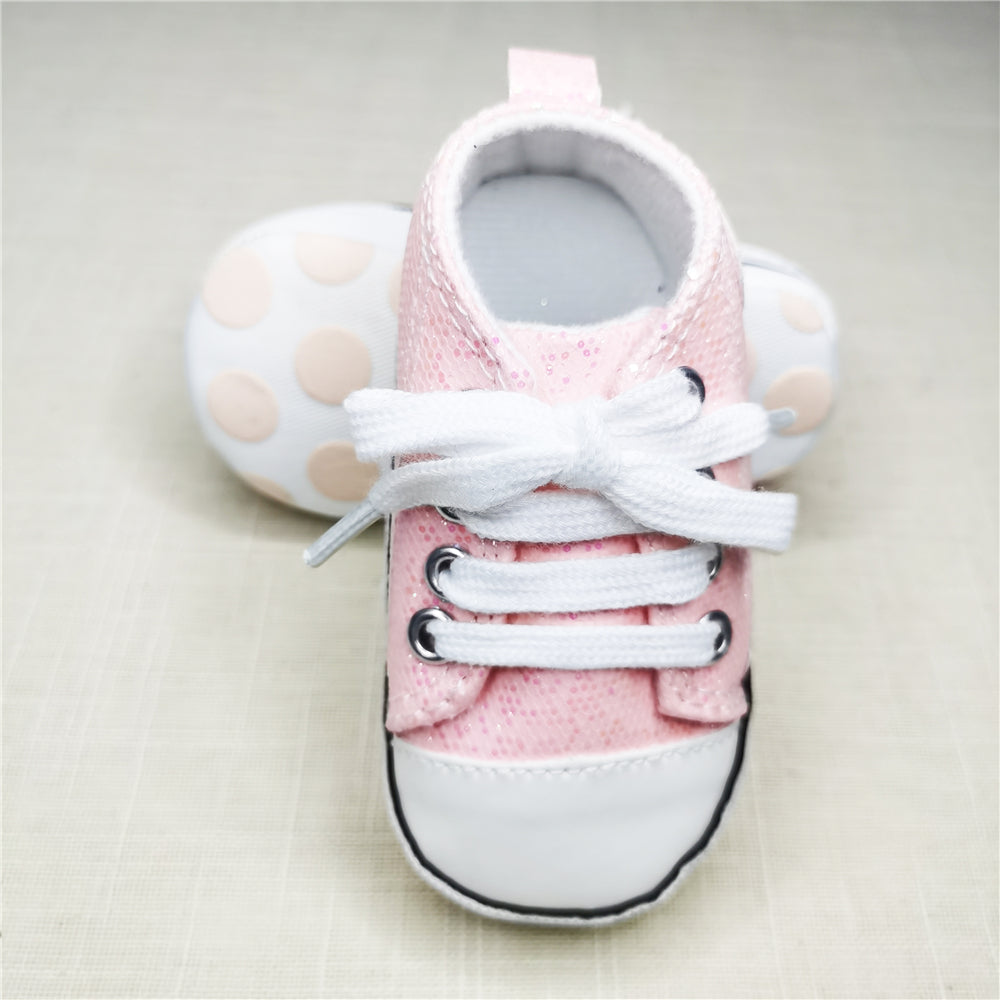 Baby Canvas Star Print First Walker Sneakers shining-pink 7-12-months12cm by HitMyNeed