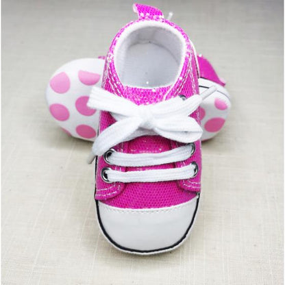 Baby Canvas Star Print First Walker Sneakers shining-rosered 0-6-months11cm by HitMyNeed