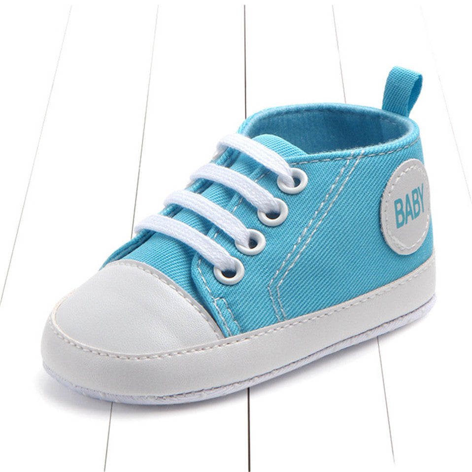 Baby Canvas Star Print First Walker Sneakers skyblue-baby 0-6-months11cm by HitMyNeed