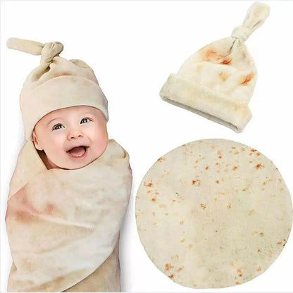 Baby Flannel Burrito Swaddle Blanket with Hat by HitMyNeed